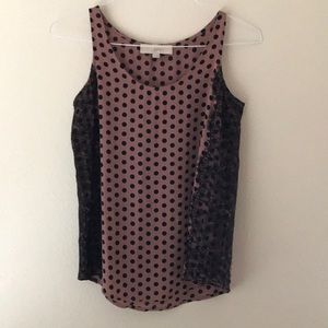 LOFT Polka Dot Tank w/ Lace Detail | Size XS